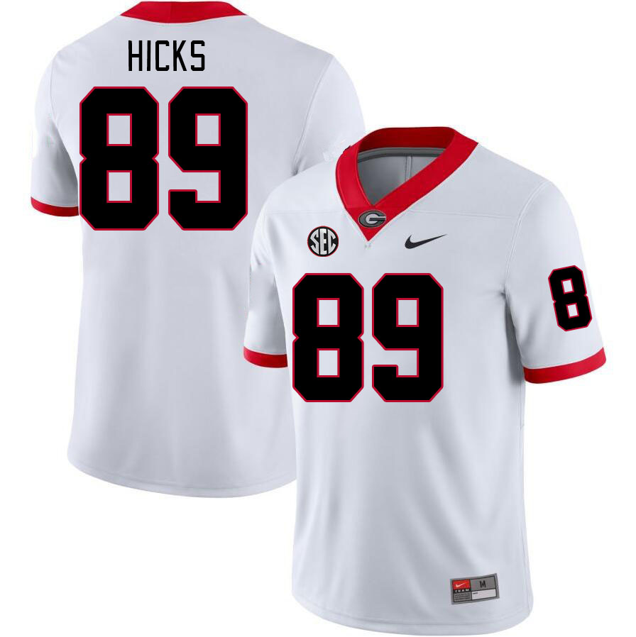 Men #89 Braxton Hicks Georgia Bulldogs College Football Jerseys Stitched-White